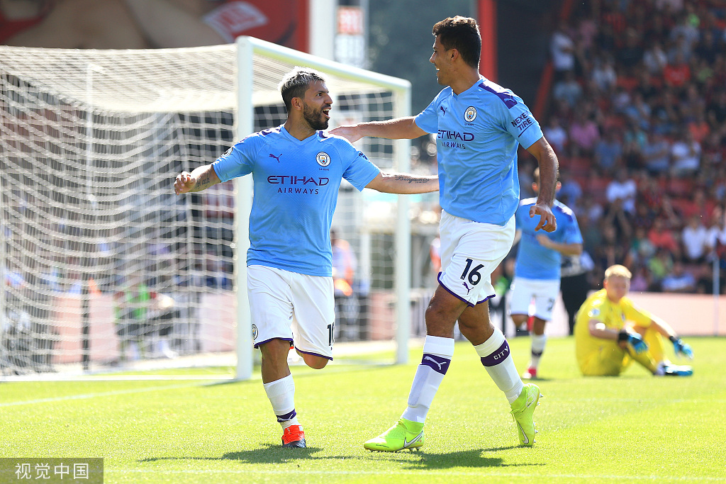  曼城客场三球大胜伯恩茅斯稳固榜首位置